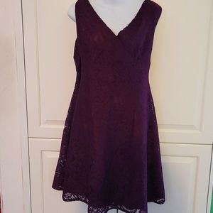 Burgandy Lace Dress Empire Waist Lined 1X 2X